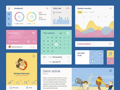 UI Kit (PSD included) calendar download flat free freebie kit mobile profile psd template ui web