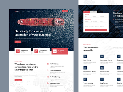 Logistic Shipping Landing Page cargo delivery expedition homepage landing page logistic logistics packing ship shipping tracker transport truck ui uiux warehouse web design website