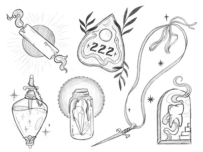 Magic is Real athame candle dagger drawing flash illustration magic ouija pencil potion procreate sketch snake spell tooth witch
