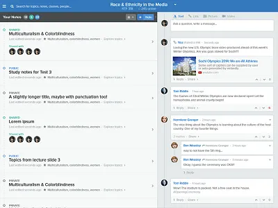 Social Classroom App app classroom education note notes social ui ux web