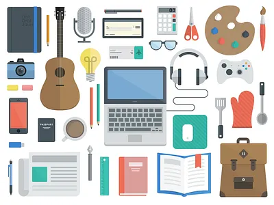 SpareChair - New Website essentials flat freelance guitar headphones icon illustration laptop website