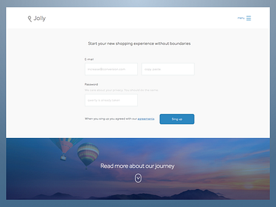 Jolly* on boarding process clean on boarding sing up ui ux