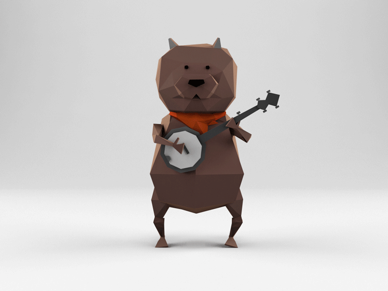Borris the Banjo Geo-Bear 3d banjo bear c4d character geometric illustration low poly polygon