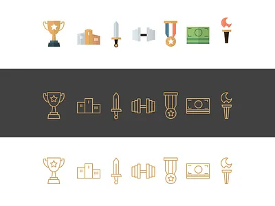 Champicons icons of champions FREE .AI champion flat icons icons medal money olympic podium success sword torch trophy winning