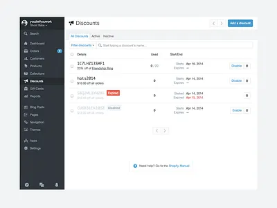 Shopify Web Admin / Discounts admin discounts labels shopify web