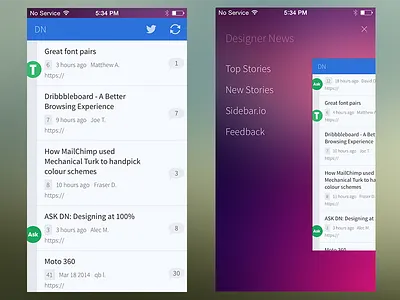 Designer News Mobile App android app html5 ios ios7 minimal mobile ui ux