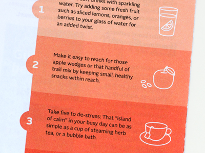 Feel Good apple illustrations lemon magazine snacks tea water