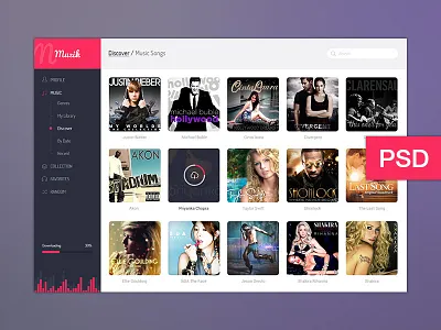 Muzik UI aigleinfoways dashboard design freebie music muzik photoshop psd ui design user interface