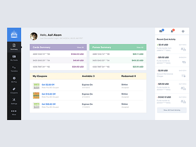 Dashboard UI Design bank banking dashboard finance financial app ui user interface user profile ux