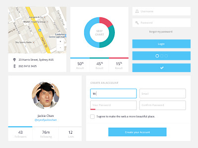 Freebie PSD: Minimal UI Kit blue buttons download flat forms freebie kit minimal profile psd simple ui