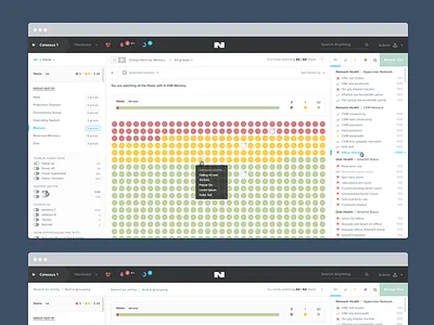 Cluster Health cluster collections data grouping groups health list table tests toggle ui ux