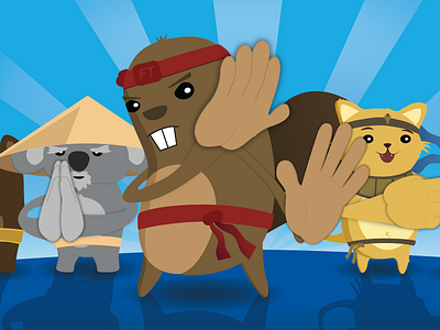 Kung Pow Kevin Team beaver character design design fingertapps game illustration kung pow kevin vector