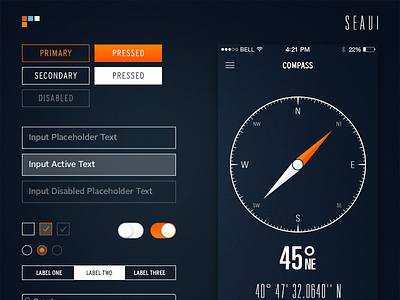 Nautical UI Kit compass dark ios7 sea ui kit