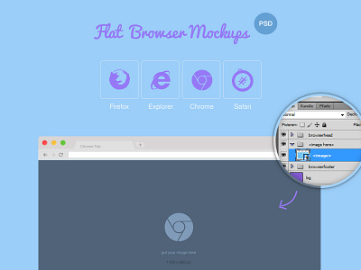 Flat Browser Mockup adobe photoshop plugin flat browser google chrome internet explorer mockup mozilla firefox presentation safari