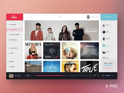 Favo Dashboard (free psd) app dashboard flat free psd icons interface music photoshop psd ui ux web