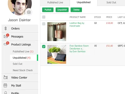 Accounts Page - Side Bar (Ecomarket) accounts e commerce eco flat ui green icons profile redesign side bar tabs user web design