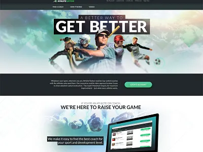 AN Homepage athlete athletics baseball football golf in progress landing page lato skateboard snowboard soccer sports