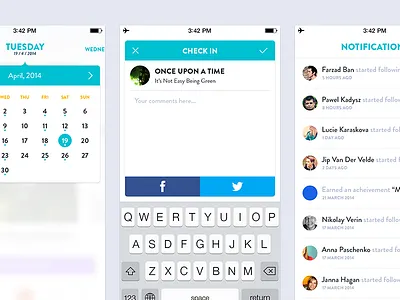 Misc Screens from TV Shows App calendar check in flat ios 7 notifications pick a date tv shows