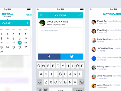 Misc Screens from TV Shows App calendar check in flat ios 7 notifications pick a date tv shows