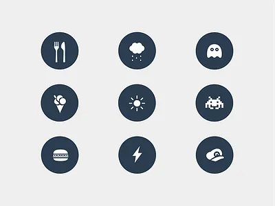 Random icons design download flat food free freebie game hamburguer icon icons illustration weather