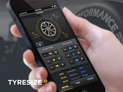 Tyrecover application auto automobile catalog concrete ios metal slide tyre