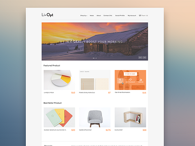 Livopt Homepage blog cart clean ecommerce homepage landing page livopt market medicine shop ui ux