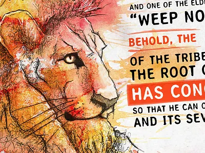 Verse of the Day: Revelation 5:5 abstract church grunge hand drawn illustration ink lion logos bible software pen scripture sketch watercolor