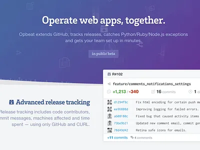 Opbeat Marketing website app landingpage marketing opbeat product webapp website