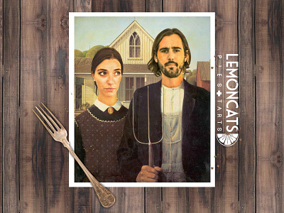 Lemoncats Bakery american gothic artisan crumbs food food and beverage fork logo logo design pie web design