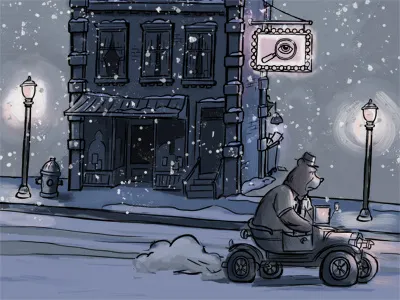 The Bear That Couldn't Forget bear childrens book childrens story detective fairy tale illustration noir snow