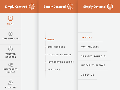 side navigation centered health homepage landing page medical navigation side sidebar simply ui ux website