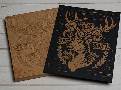 Last Strike - Block Print americana art block print design last strike linocut stag vintage