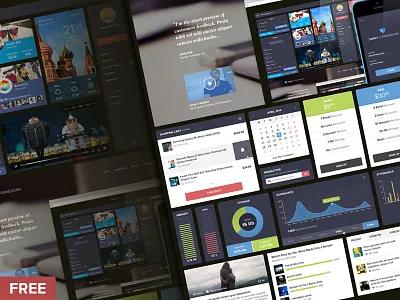 UI Freebie calendar dashboard free freebie graph kit player profile psd social ui widgets