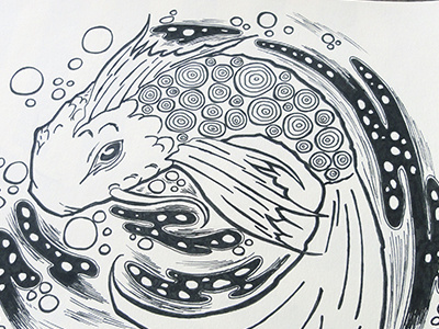 Koi drawing dribbble illustration ink marker pencil sketch sketchbook