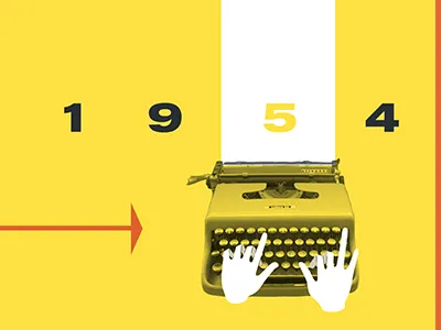 Type 60s color hands icon illustration logo marketing mid century retro shape vintage yellow