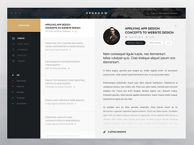 Flat Sparrow client flat mail minimal redesign sparrow ui ux