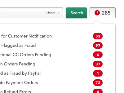 Search + Alerts alert popover search