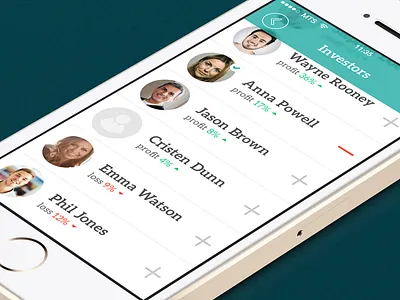 Users screen app clean flat ios screen simple stocks user