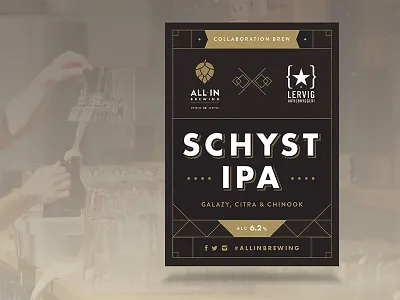 AIB collab, Beer Tap Label all in beer brewing card collaboration gold hops label tap
