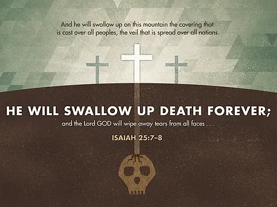 Isaiah 25:7-8 abstract church cross flat geometric grunge logos bible software polygon scripture skull texture verse