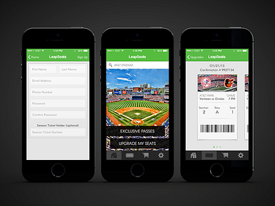 LeapSeats iOS7 mock-up app c4d create account design input ios ios7 iphone tickets ui upgrade