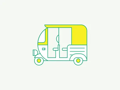 Auto Rickshaw (Geometric Illustration) auto auto rickshaw autorickshaw drawing hyderabad illustration india line illustration yellow