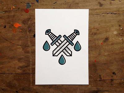 de l'encre pour les braves handpulled ink print screen print screenprint silk screen silkscreen sword