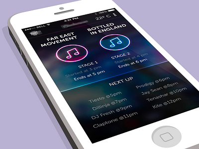 Line Up iOS7 App app festival ios7 iphone line up mobile music neon stage