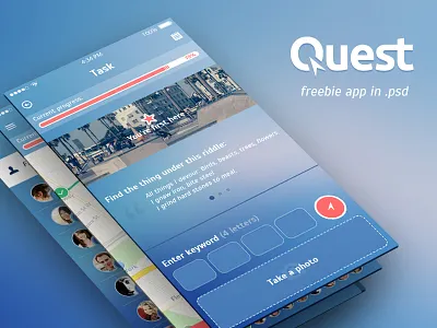 Freebie. Quest App app freebie gradient interaction design ios ios7 psd quest ui ux