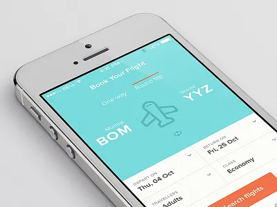 Flight Booking App app booking clean flat flight infographic iphone minimal ui ux