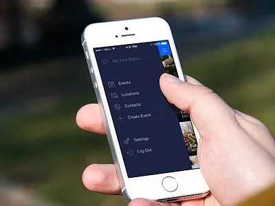 Simple Menu events flat icons iphone app log out settings side menu status ui ux