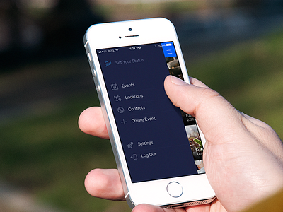 Simple Menu events flat icons iphone app log out settings side menu status ui ux