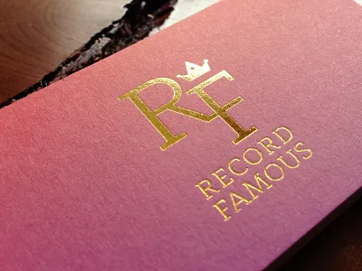 Record Famous Logo brand branding cards gold identity logo
