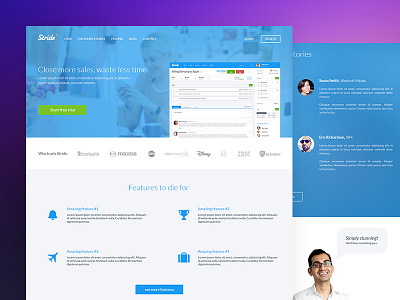Stride marketing homepage crm design header homepage landing landing page marketing product saas slideshow web website
